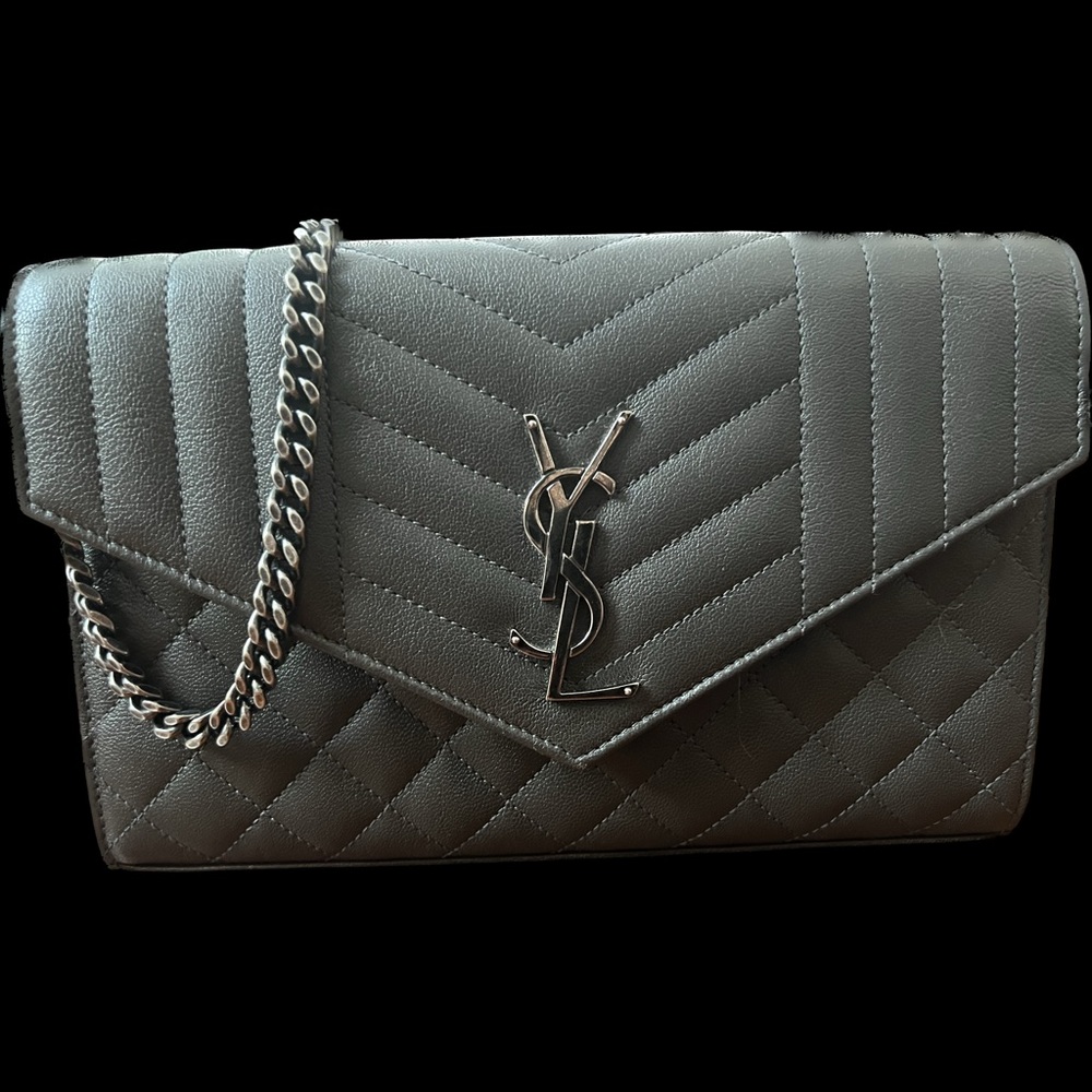 Saint Laurent Monogram Envelope Wallet Tri-Quilt Sheepskin Leather